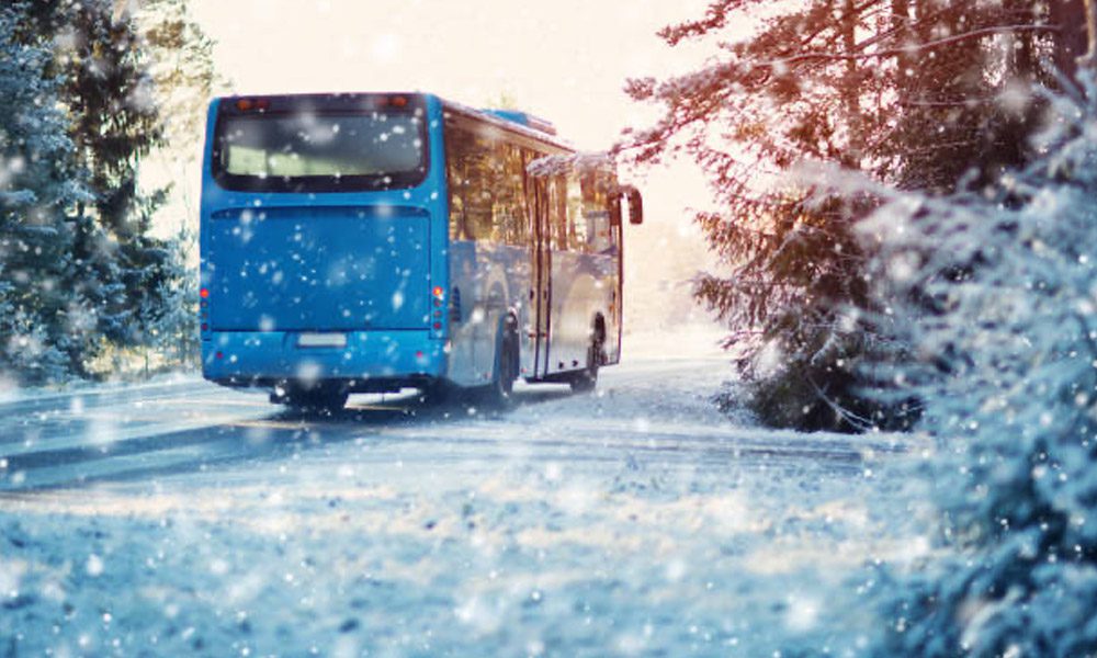 Blog - Bus Driving Through a Snow Storm in the Woods